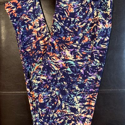 Lularoe Os leggings Bright Pastel Mint Floral Tropical Leaves UNICORN